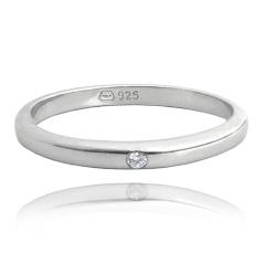 MINET Minimalistický snubní stříbrný prsten se zirkonem vel. 56