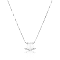 Strieborný náhrdelník so zirkónmi a perlou JVD SVLN0820SD2P100