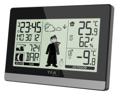 TFA 35.1159.01 - Domácí meteostanice s předpovědí počasí a postavičkou  WEATHER BOY - černá