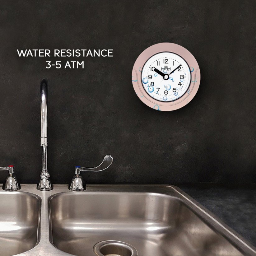 Koupelnové hodiny MPM Bathroom clock - růžové zlacení - E01.2526.23