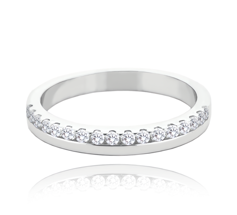 MINET+ Strieborný snubný prsteň s bielymi zirkónmi veľ. 54