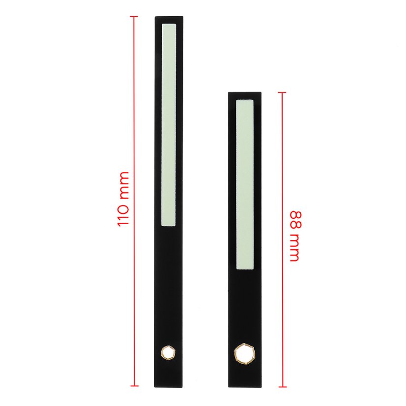 Luminiscenční kovové hodinové ručičky B39 (100 mm, 78 mm) - černé - Kovové hodinové ručičky B39