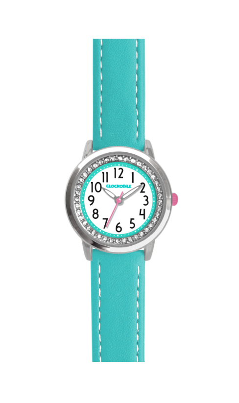 Tyrkysové trblietavé dievčenské hodinky so kamienkami CLOCKODILE SPARKLE CWG5091