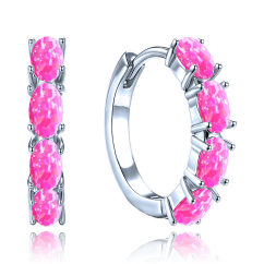 MINET Strieborné náušnice s ružovými opálkami