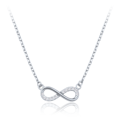 MINET Elegantný zlatý náhrdelník z bieleho zlata nekonečno s bielymi zirkónmi Au 585/1000 1,85g