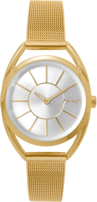 Zlaté dámske hodinky MINET ICON LIGHT GOLD MESH