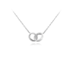 MINET Strieborný náhrdelník spojené krúžky so zirkónmi