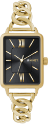 MINET Zlato-černé dámské hodinky SIENA se zlatým ocelovým řemínkem