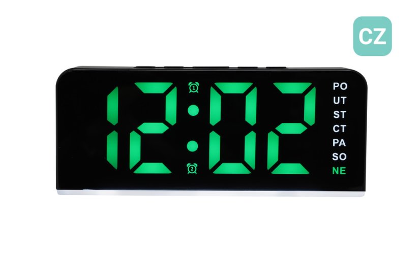 Digitální svítící budík do sítě s češtinou JVD SB8033.1