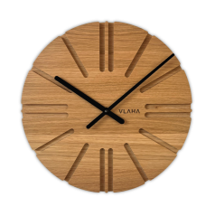 VLAHA Dubové hodiny ATELIER vyrobené v Čechách s černými ručkami ⌀32,5cm