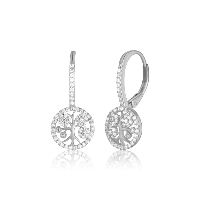 Strieborné visiace náušnice so zirkónmi strom života JVD SVLE3262X86BI00 Strieborné visiace náušnice so zirkónmi strom života JVD SVLE3262X86BI00
