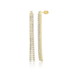 Pozlacené stříbrné visací náušnice se zirkony JVD SVLE0961SH2GOSR
