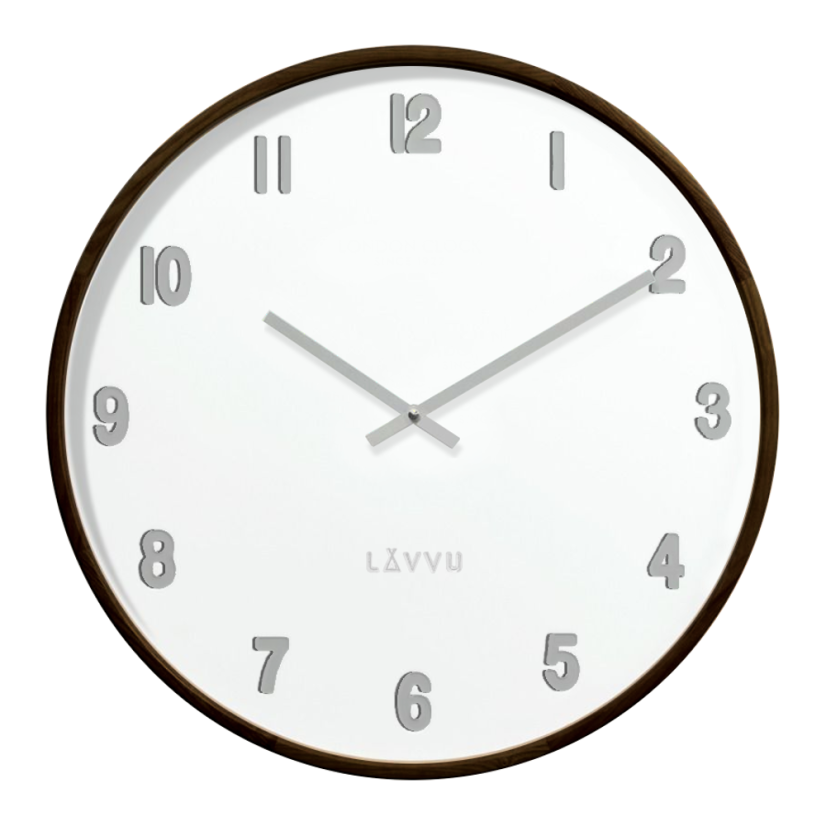Tmavé drevené biele hodiny LAVVU FADE LCT4061