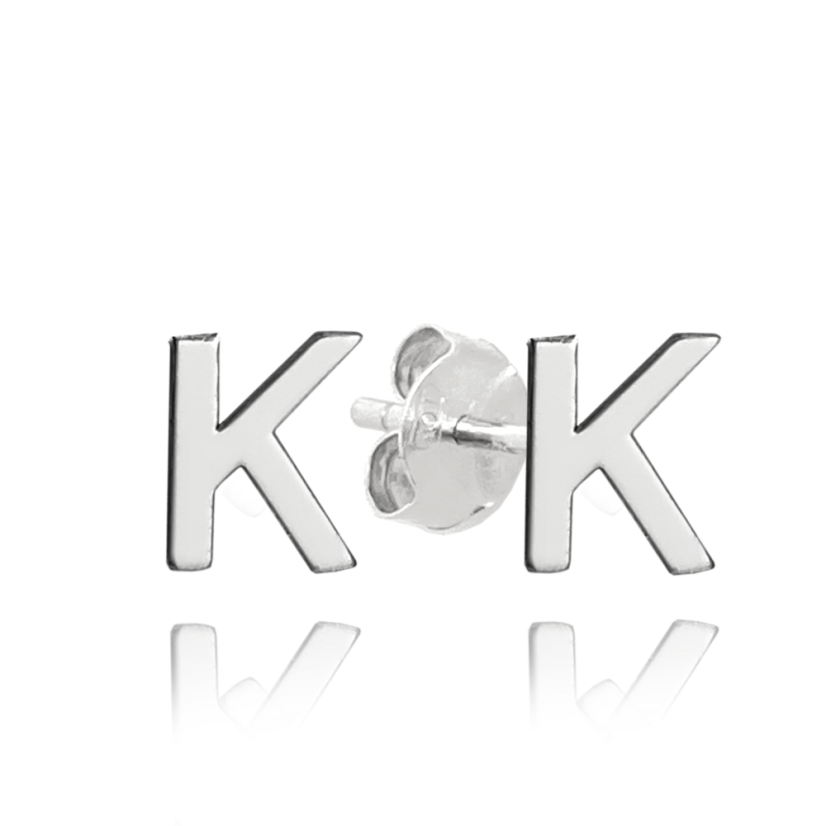 MINET Strieborné náušnice písmeno "K"