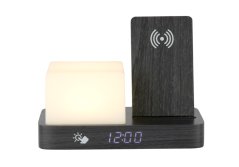 Digitální stolní hodiny 6079BK Karlsson s lampou a nabíječkou smartphonů 20cm