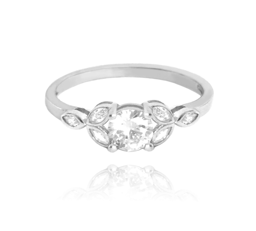 Luxusný rozkvitnutý strieborný prsteň MINET FLOWERS s bielymi zirkónmi veľ. 54 JMAS5018SR54