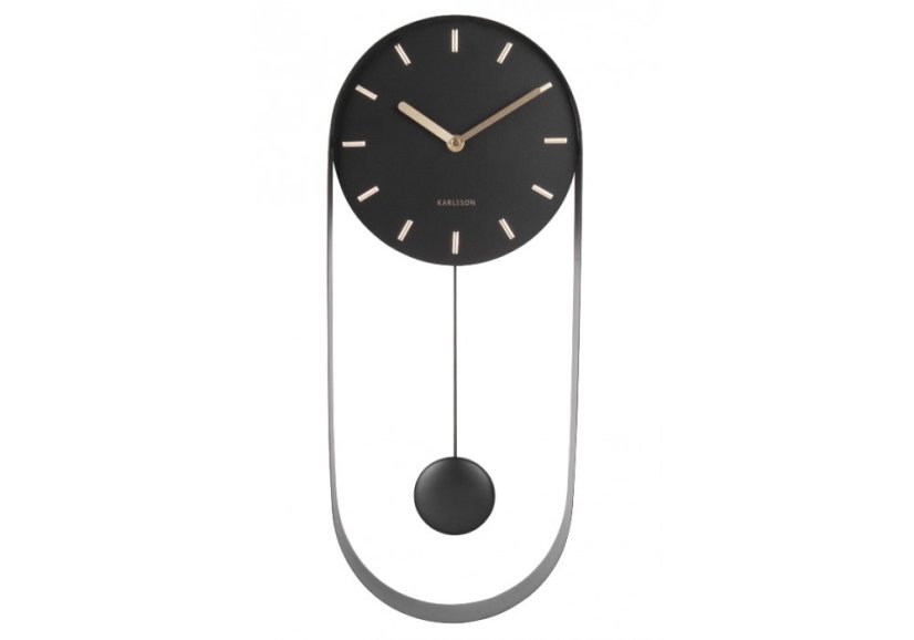 Dizajnové kyvadlové nástenné hodiny 5822BK Karlsson 50cm