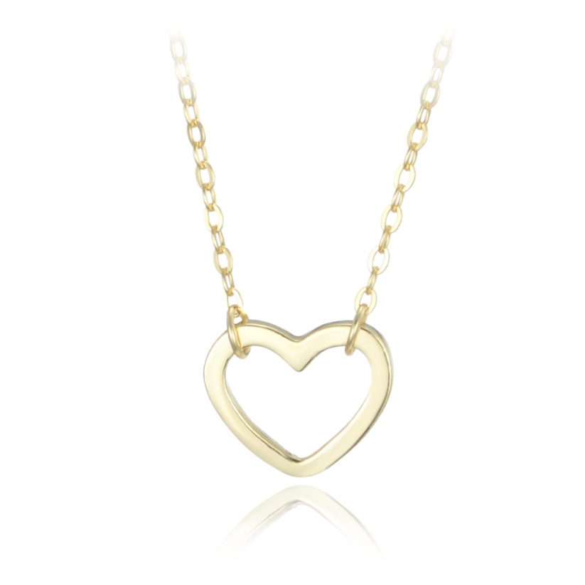 MINET Elegantný pozlátený strieborný náhrdelník srdca