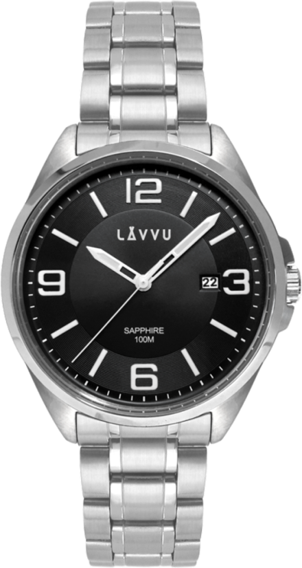 Pánske hodinky so zafírovým sklom LAVVU HERNING Black LWM0092