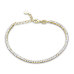 MINET Pozlátený tenisový náramok s bielymi zirkónmi