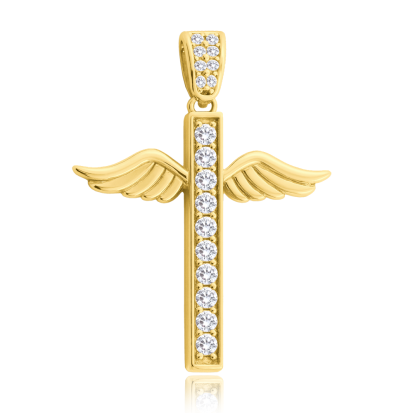 MINET Zlatý přívěsek anděl s bílým zirkonem Au 585/1000 2,90g