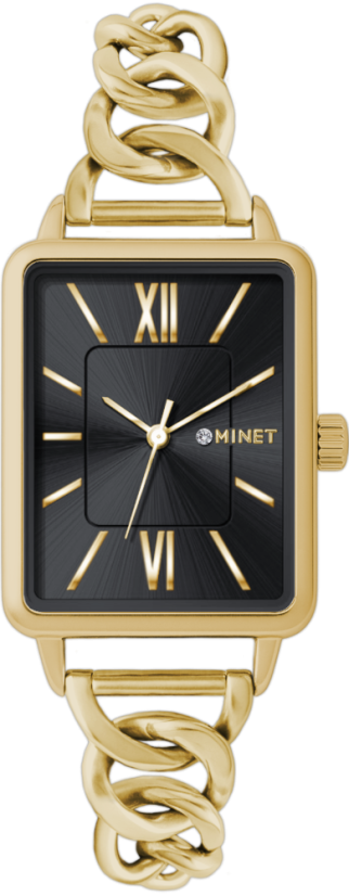 MINET Zlato-černé dámské hodinky SIENA se zlatým ocelovým řemínkem MINET Zlato-černé dámské hodinky SIENA se zlatým ocelovým řemínkem