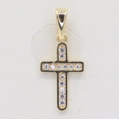 Zlatý přívěsek se zirkony křížek OP003 (585/1000) 0.6 g