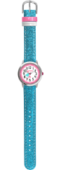 CLOKOKODIEL Tyrkysové trblietavé dievčenské detské hodinky HEARTS