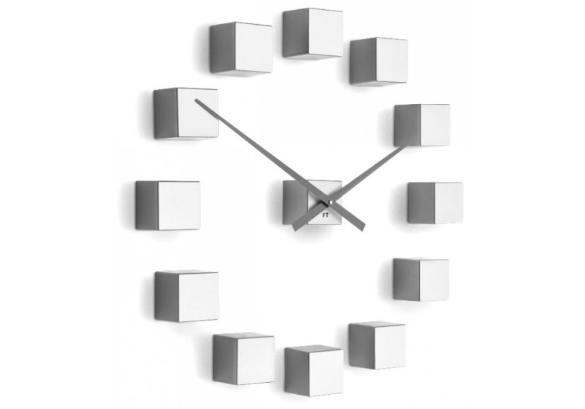 Dizajnové nástenné nalepovacie hodiny Future Time FT3000SI Cubic silver