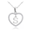 MINET Strieborný náhrdelník písmeno v srdiečku "S" so zirkónmi