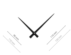 Černé hliníkové ručičky na hodiny 110 mm | 90 mm