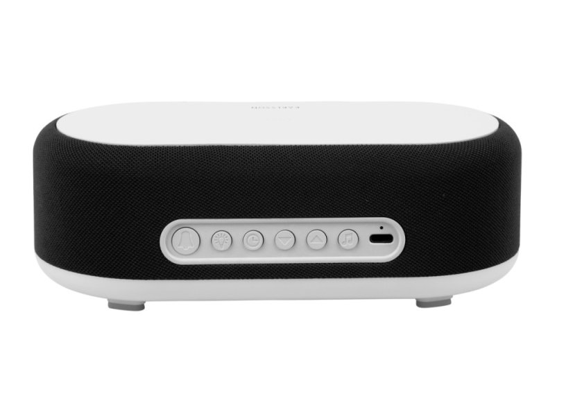Stolové hodiny s budíkom, nabíjačkou smartfónov a Bluetooth reproduktorom 6033BK Karlsson 20cm