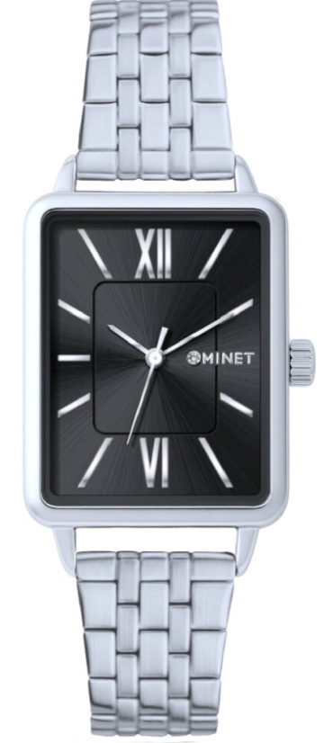 MINET Stříbrné dámské hodinky SIENA se stříbrným ocelovým řemínkem