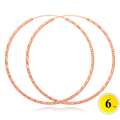 MINET Rose gold brúsené strieborné náušnice KRUHY 6 cm