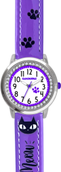CLOCKODILE Fialové dívčí dětské hodinky KOČKY