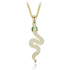 MINET Pozlacený stříbrný náhrdelník had se zirkony