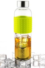 ASOBU skleněná láhev Ice Tea&Ice Coffee IT2GO s infuserem žlutá 400ml
