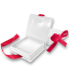 MINET Bílá magnetická krabička na šperky s tmavě růžovou stuhou - 8 x 8 x 2,5 cm