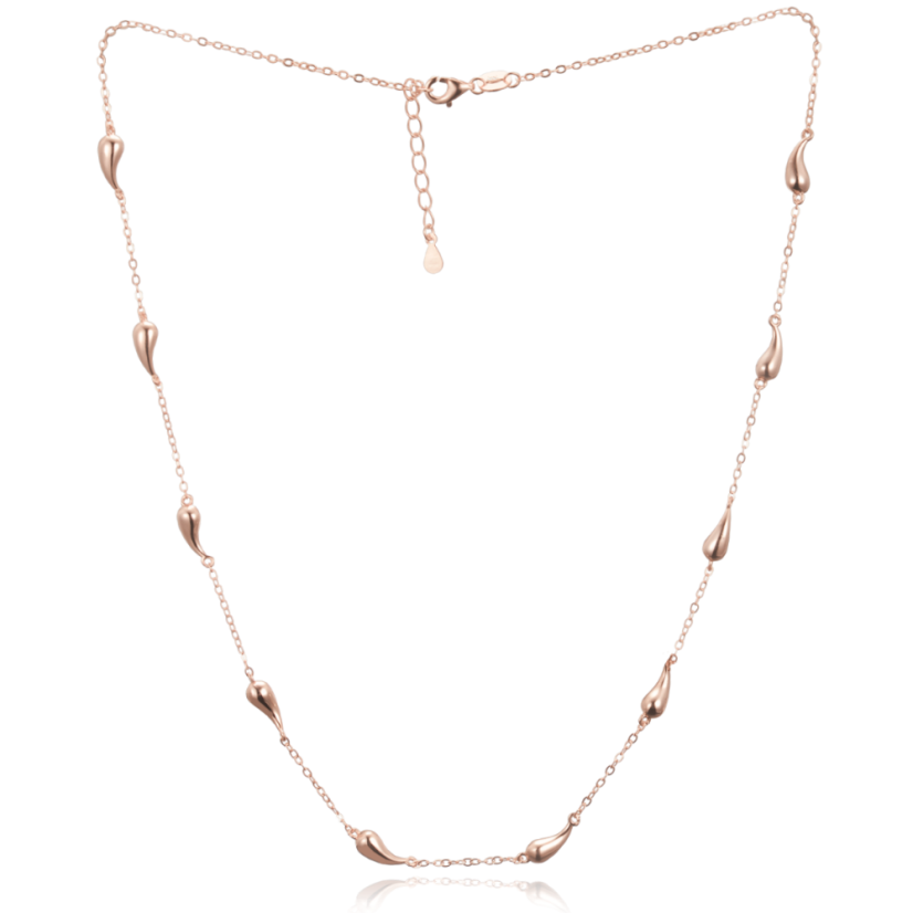 MINET Rose gold stříbrný náhrdelník kapky