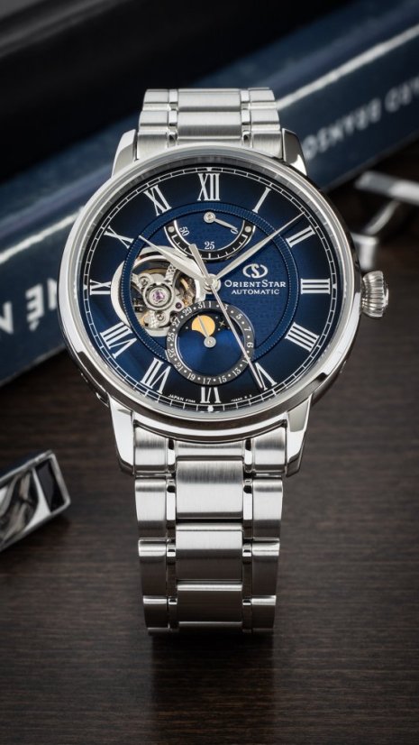 Orient Star Classic M45 F7 Moon Phase Open Heart Automatic RE-BT0006L00B (+ náhradný remienok)