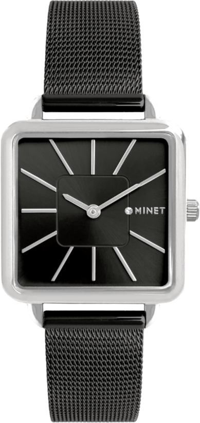 Černé dámské hodinky MINET OXFORD MIDNIGHT BLACK MESH  MWL5112