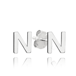 MINET Strieborné náušnice písmeno "N"