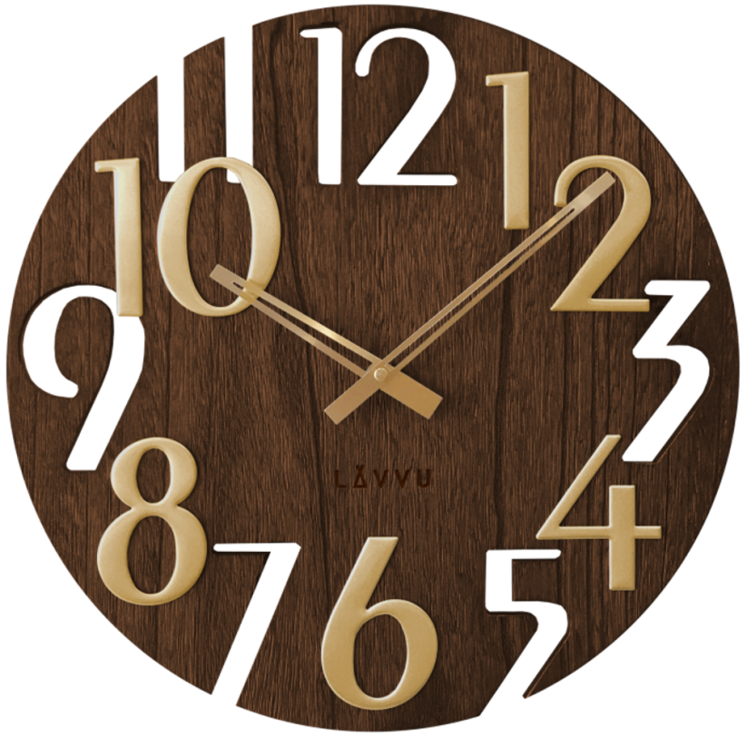 Hnedé drevené hodiny LAVVU STYLE Brown Wood LCT1011