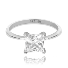 MINET Strieborný prsteň s veľkým bielym zirkónom veľ. 53