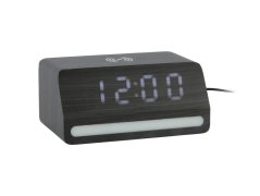 LED hodiny-budík 6078BK Karlsson s nabíjačkou smartfónov 16cm