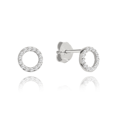 MINET Náušnice z bílého zlata kroužky s bílými zirkony Au 585/1000 0,80 g