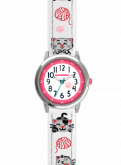CLOCKODILE Biele dievčenské detské hodinky MAČKY