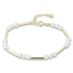 MINET Pozlátený strieborný náramok s prírodnými perlami