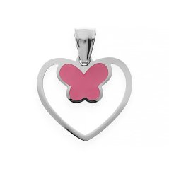 Nerezový prívesok Love Butterfly - striebornoružovej farby - SPD.6677