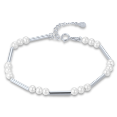 MINET Strieborný náramok s prírodnými perlami